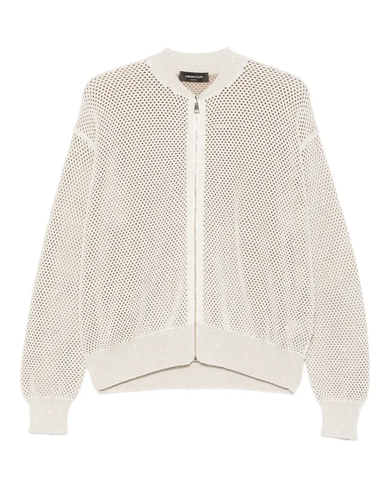 Fabiana Filippi zip net cardigan - Nude Nude