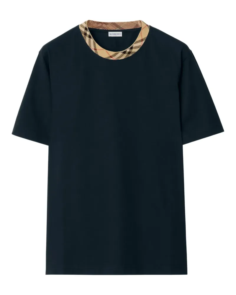 Burberry T-Shirt mit Check-Besatz - Blau Blau
