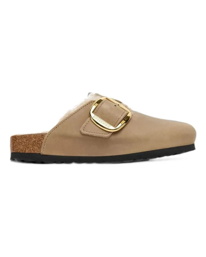 Birkenstock Boston Big buckle shearling shoes - Nude Nude