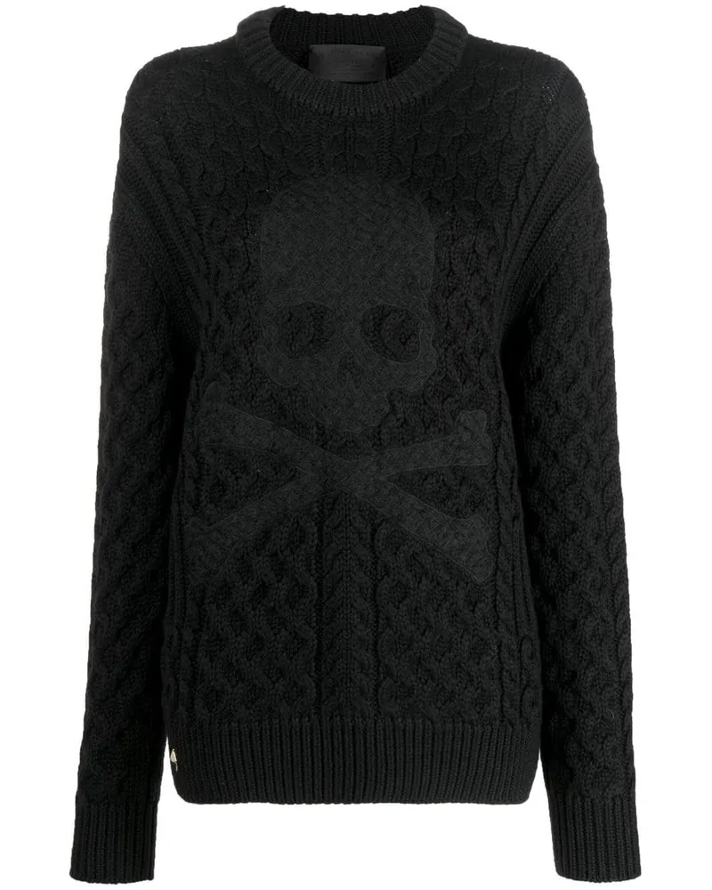 Philipp Plein Pullover mit Totenkopf-Prägung - Schwarz Schwarz