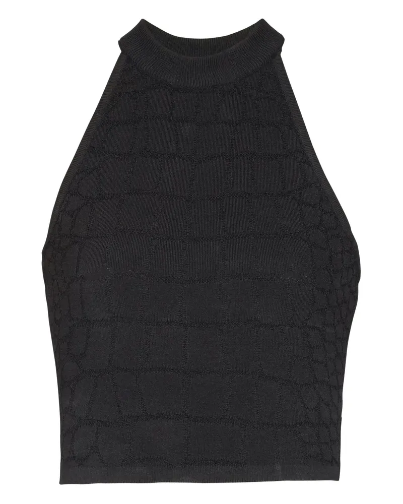 Balmain Neckholder-Top mit Kroko-Effekt - Schwarz Schwarz