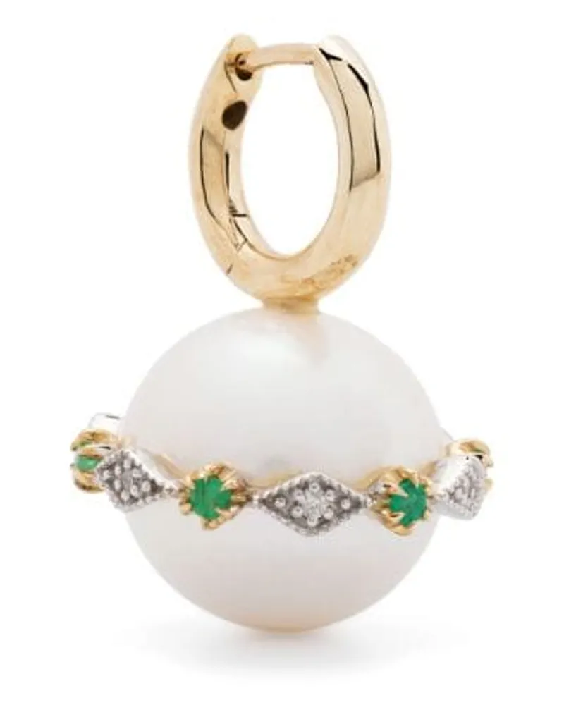 Pascale Monvoisin 9kt Gelbgoldcreole mit Diamanten - Weiß Weiß