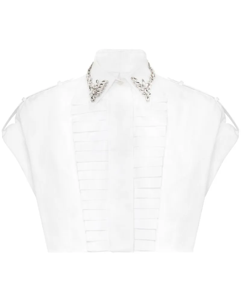 Philipp Plein Cropped-Hemd mit Strass - Weiß Weiß