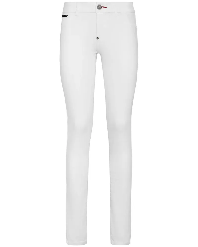 Philipp Plein Skinny-Jeans mit Logo-Schild - Weiß Weiß