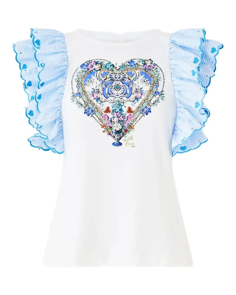 Camilla frill-sleeve T-shirt - Weiß Weiß