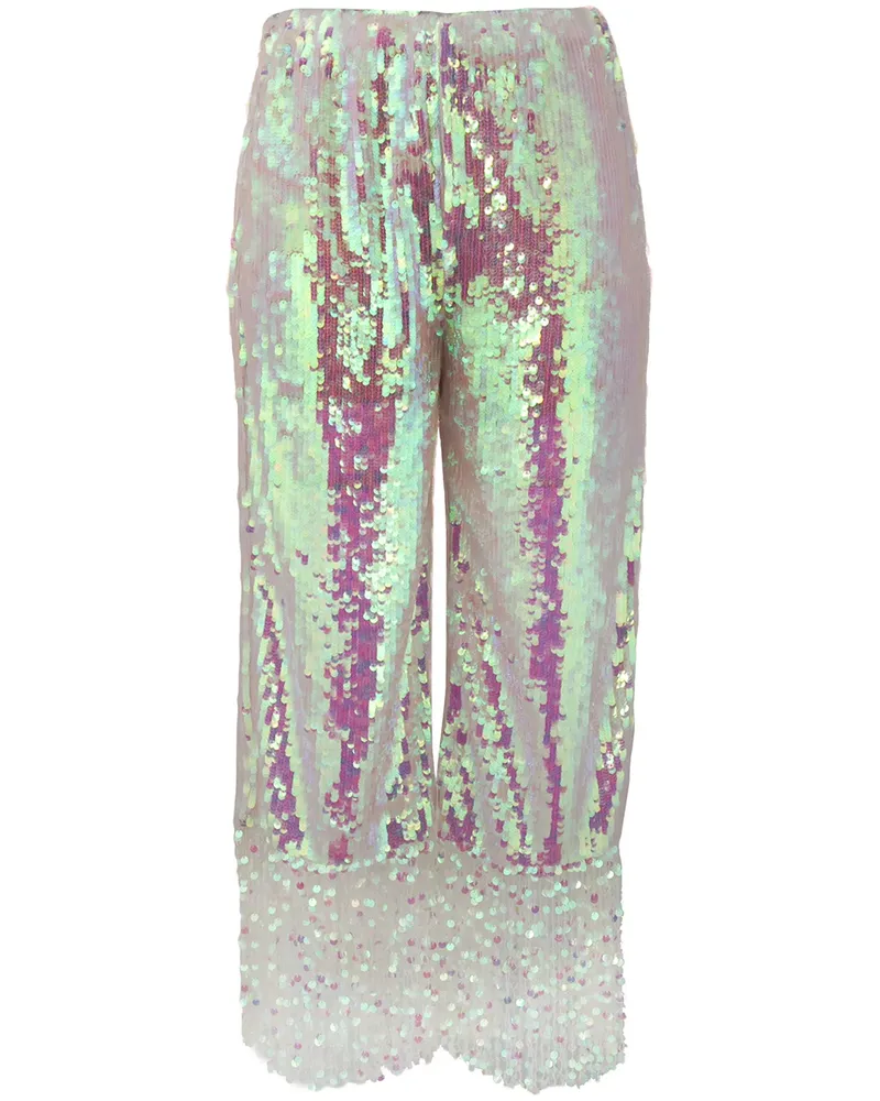 Circus Hotel Schimmernde Cropped-Hose - Weiß Weiß