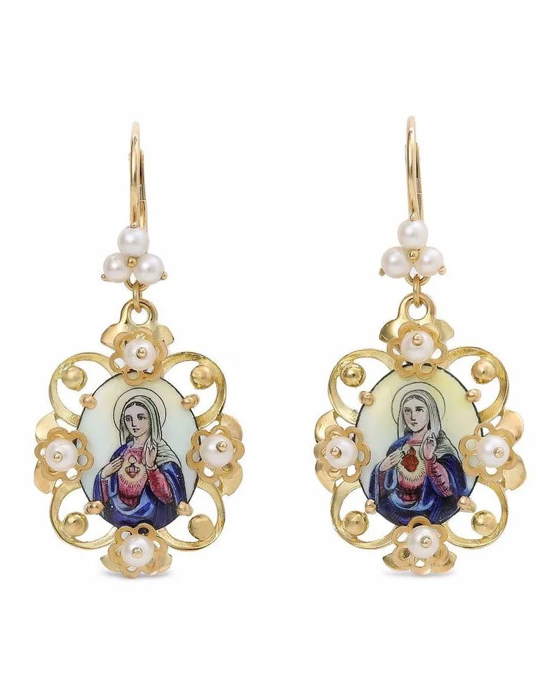 Dolce & Gabbana 18kt Madonna Gelbgoldohrringe Gold