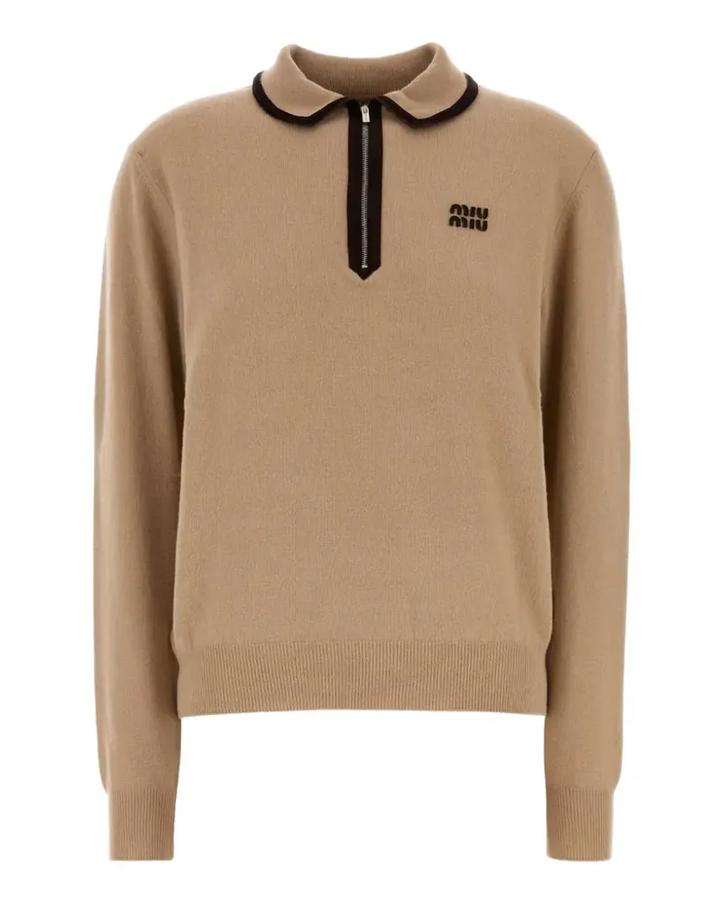 Miu Miu wool and cashmere polo sweater - Nude Nude