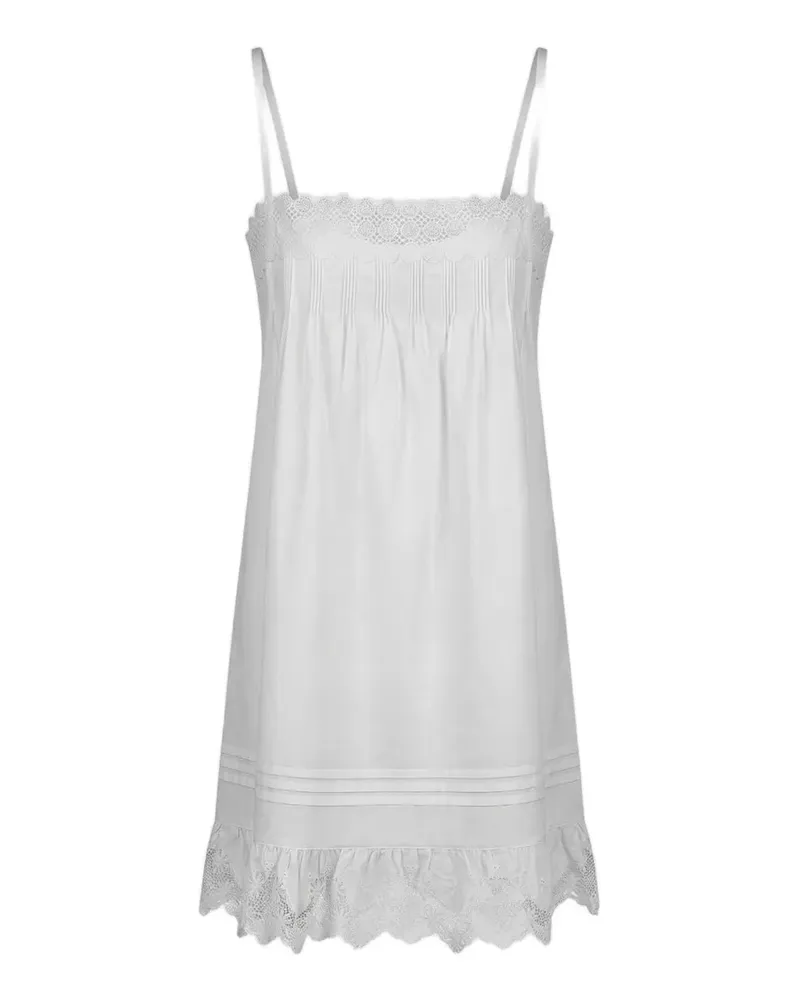Saint Laurent lace-trim A-line mini dress - Weiß Weiß