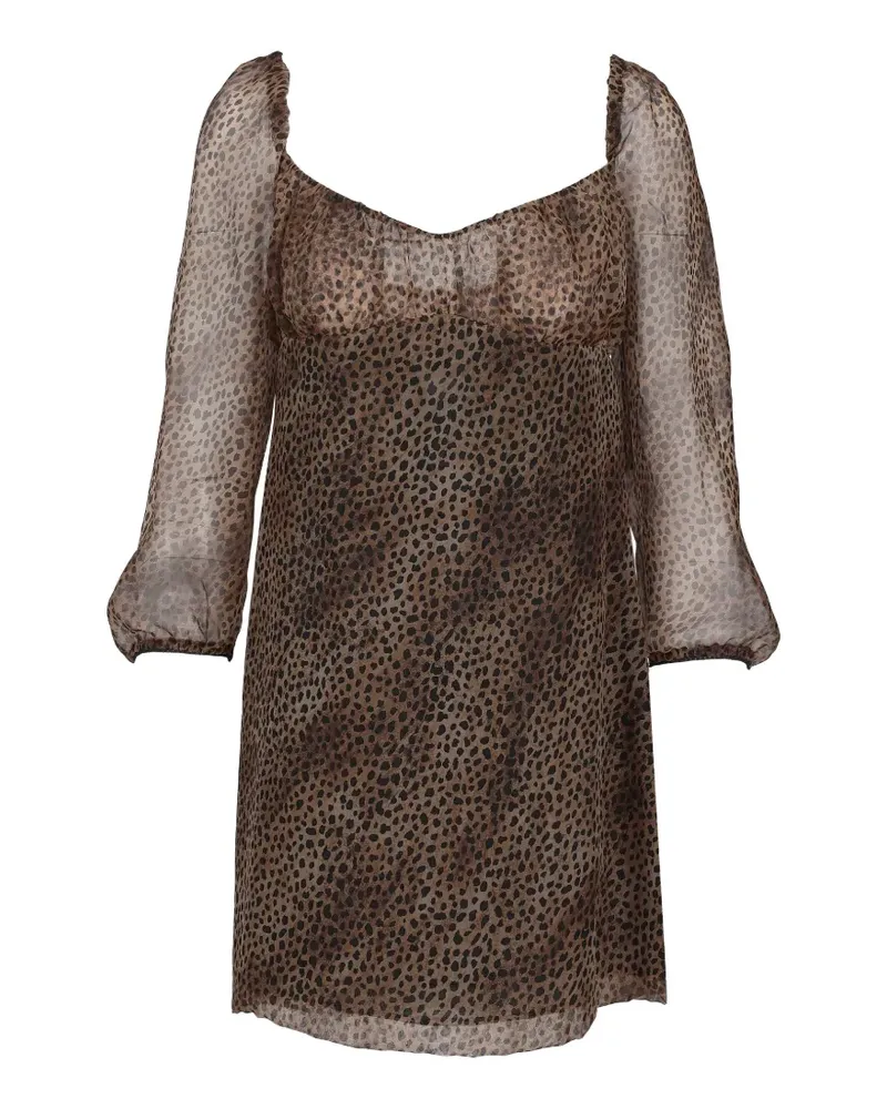 Saint Laurent leopard-print mini dress - Braun Braun