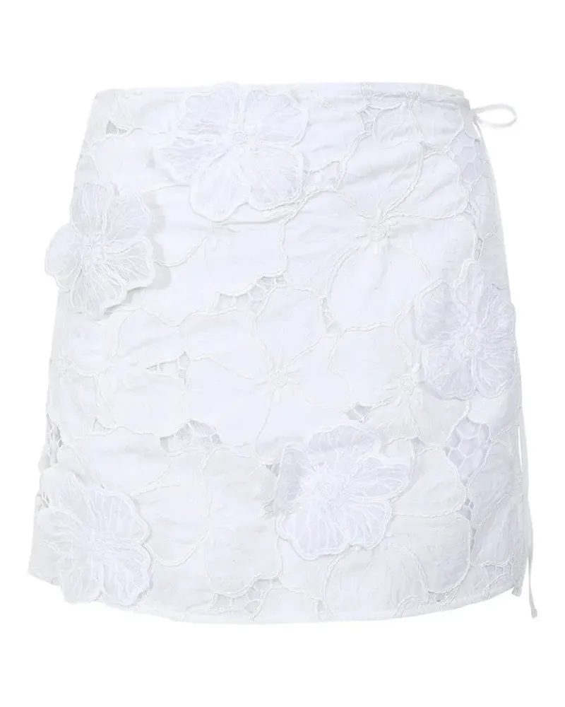 AGUA BENDITA Danina floral-appliqué wrap skirt - Weiß Weiß