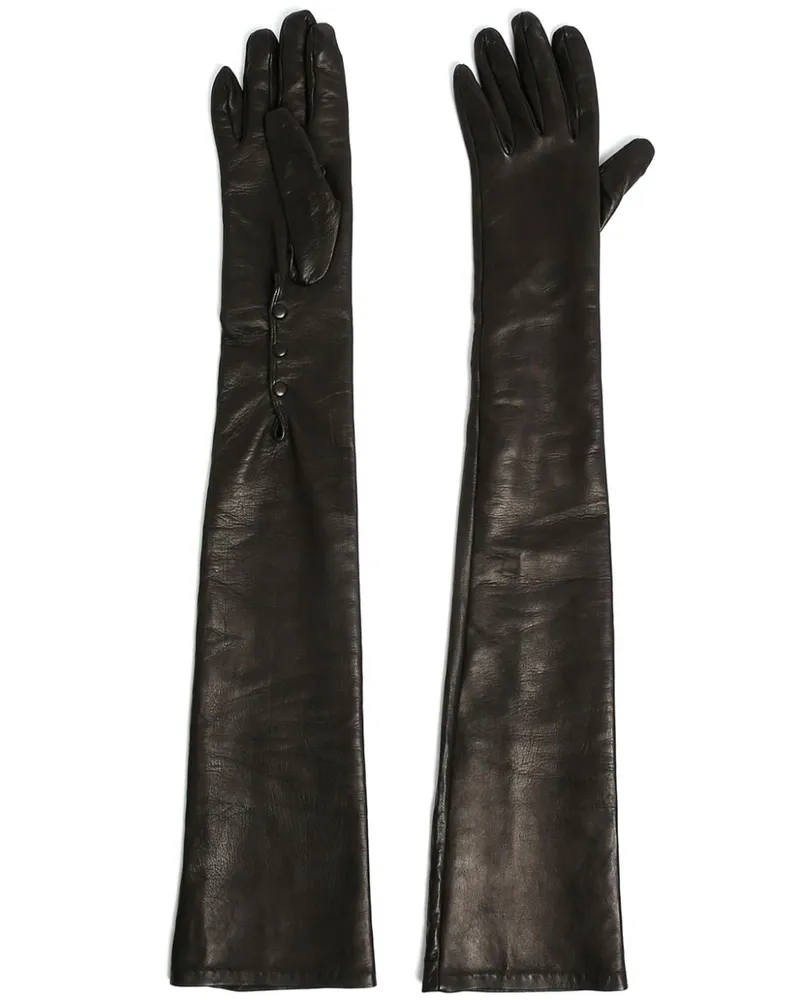 Erdem Lange Handschuhe aus Leder - Schwarz Schwarz