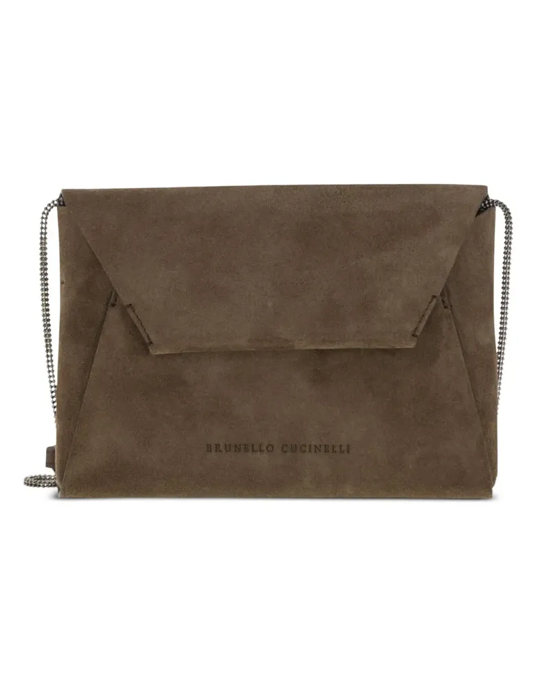 Brunello Cucinelli BC Duo Clutch aus Wildleder - Braun Braun