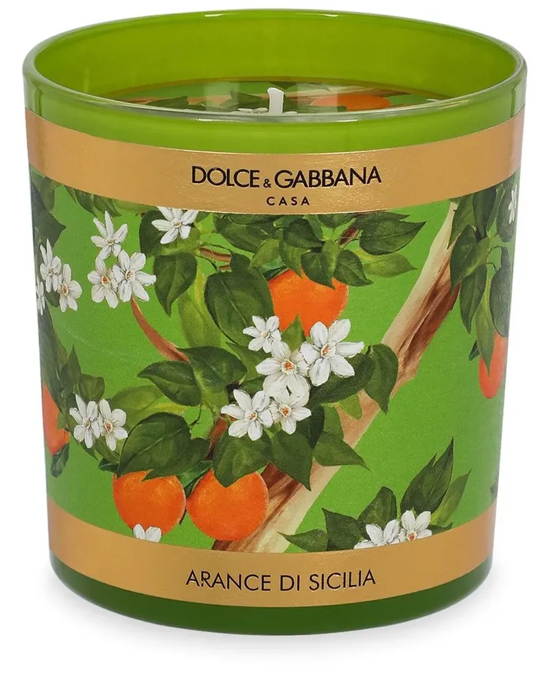 Dolce & Gabbana Casa Duftkerze mit Blumen-Print 250g - Grün Grün