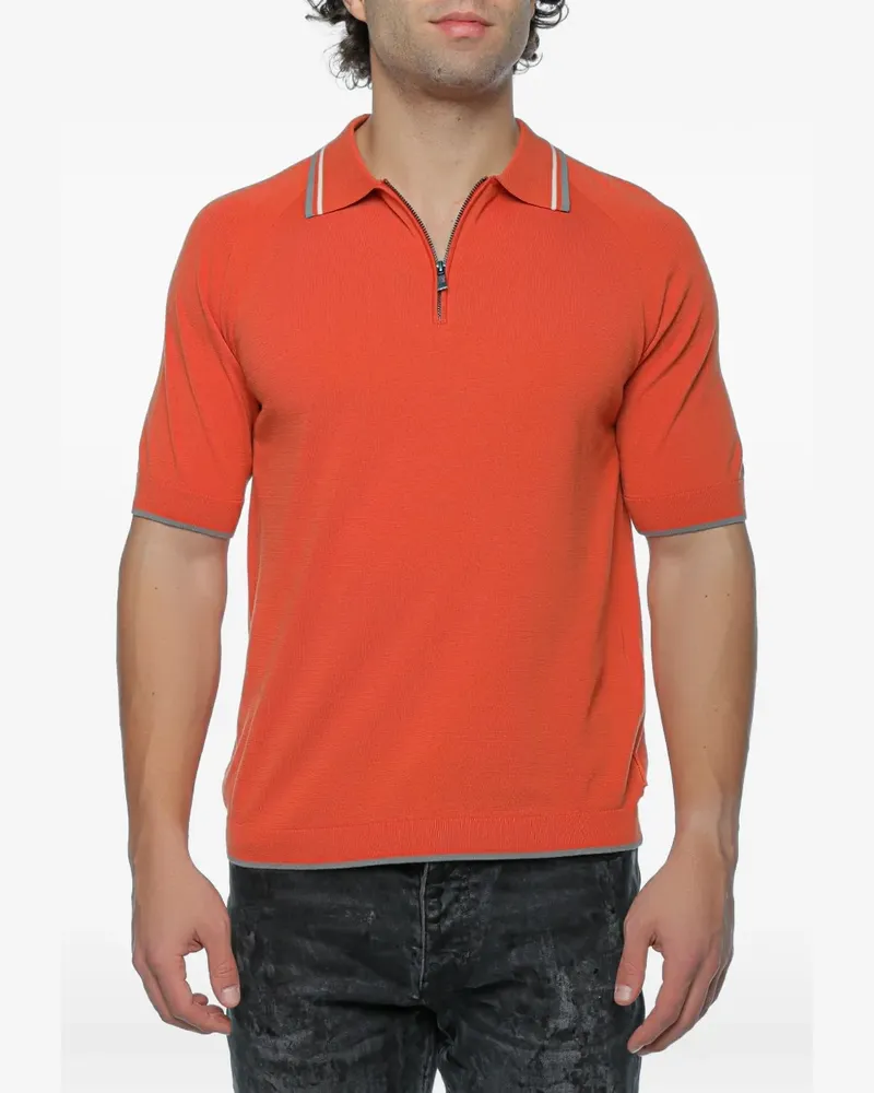 Armani Exchange zip-fastening knit polo shirt - Orange Orange