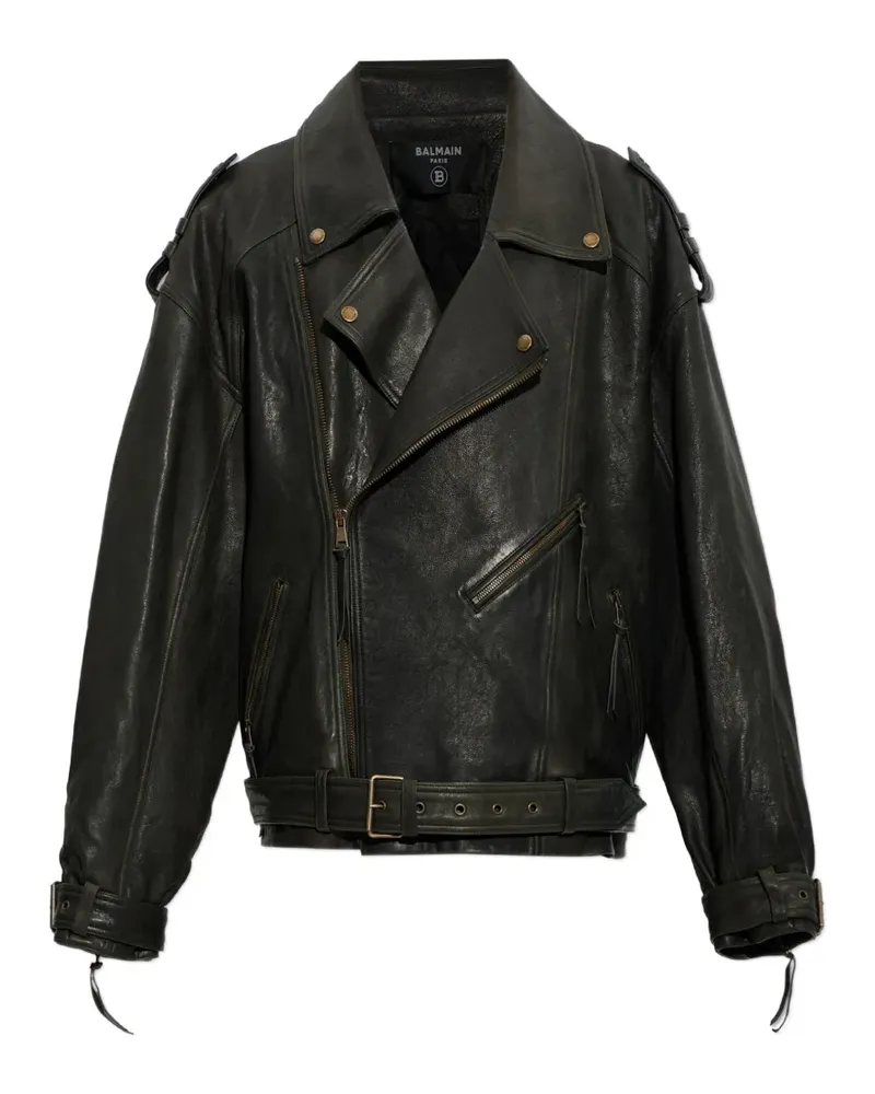 Balmain belted leather jacket - Schwarz Schwarz