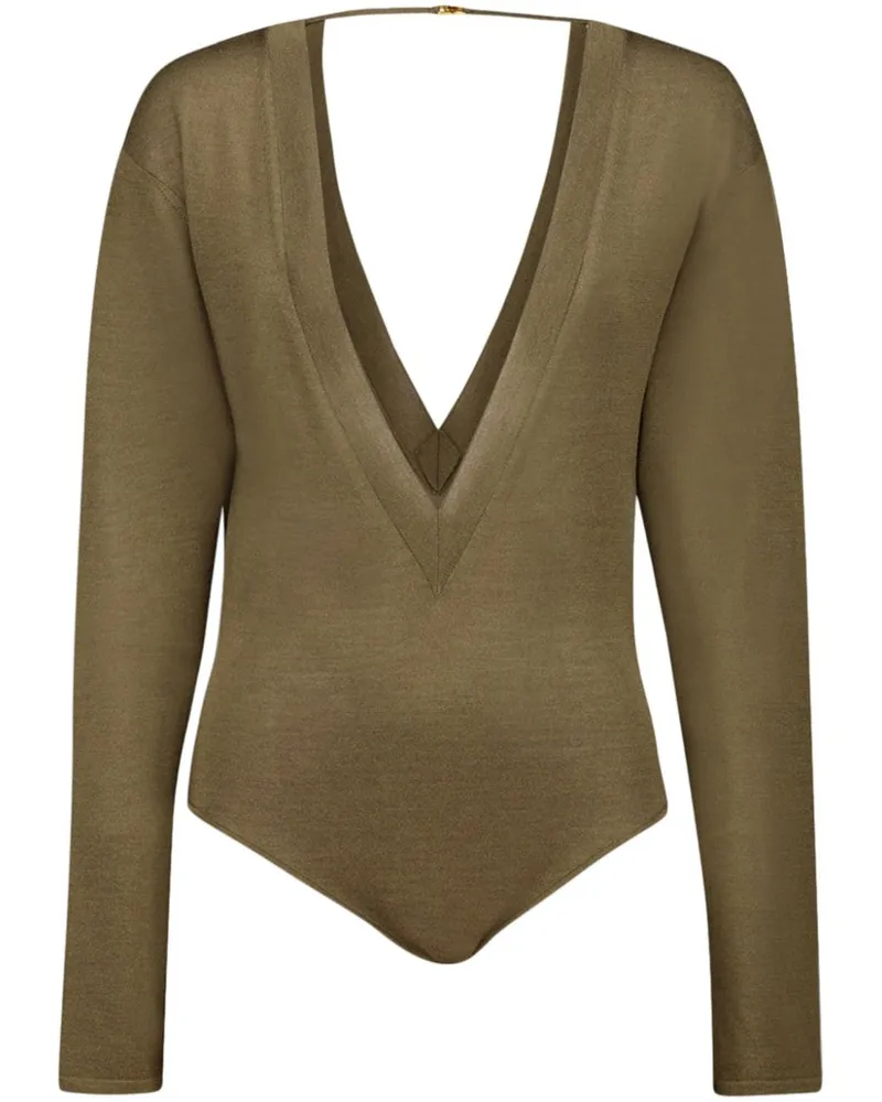 Saint Laurent Fein gestrickter Body - Grün Grün