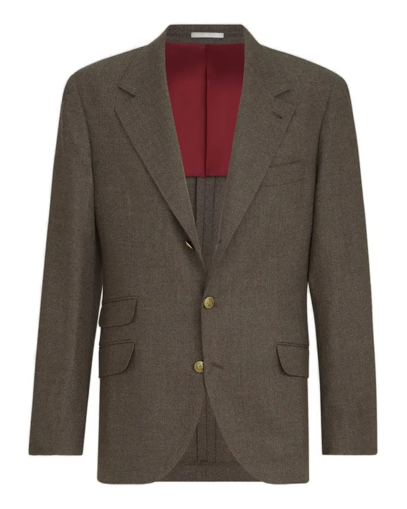 Brunello Cucinelli Cavallo Sakko aus Mouliné-Schurwolle-Twill - Braun Braun