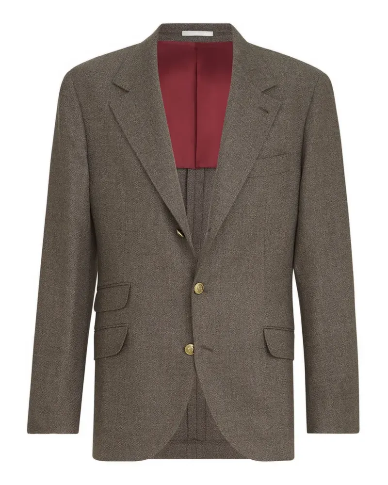 Brunello Cucinelli Cavallo Sakko aus Mouliné-Schurwolle-Twill - Braun Braun