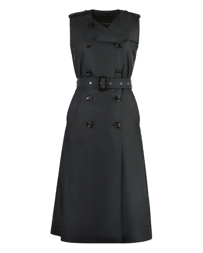 MOORER Ärmelloser Trenchcoat mit Gürtel - Schwarz Schwarz