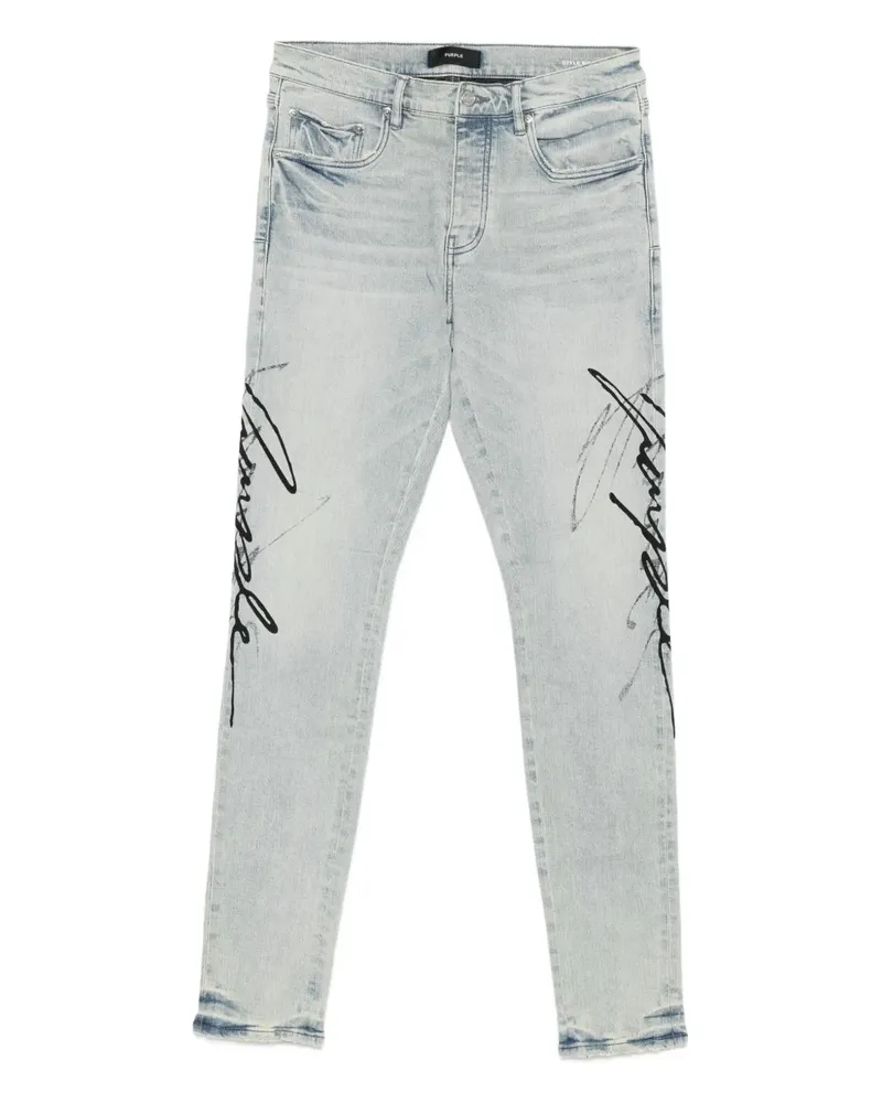 PURPLE BRAND Jeans mit Schriftzug - Blau Blau