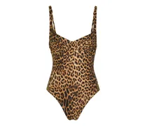 Badeanzug mit Leoparden-Print - Braun