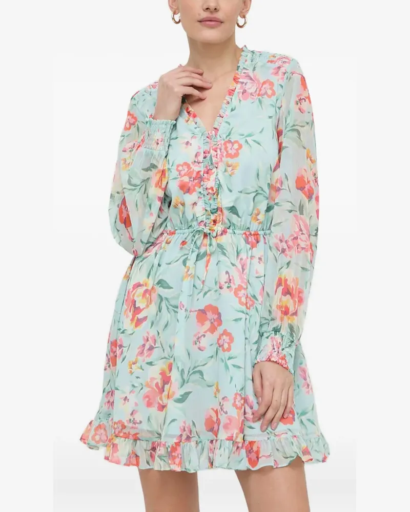 Guess Geblümtes Kleid mit Rüschen - Blau Blau