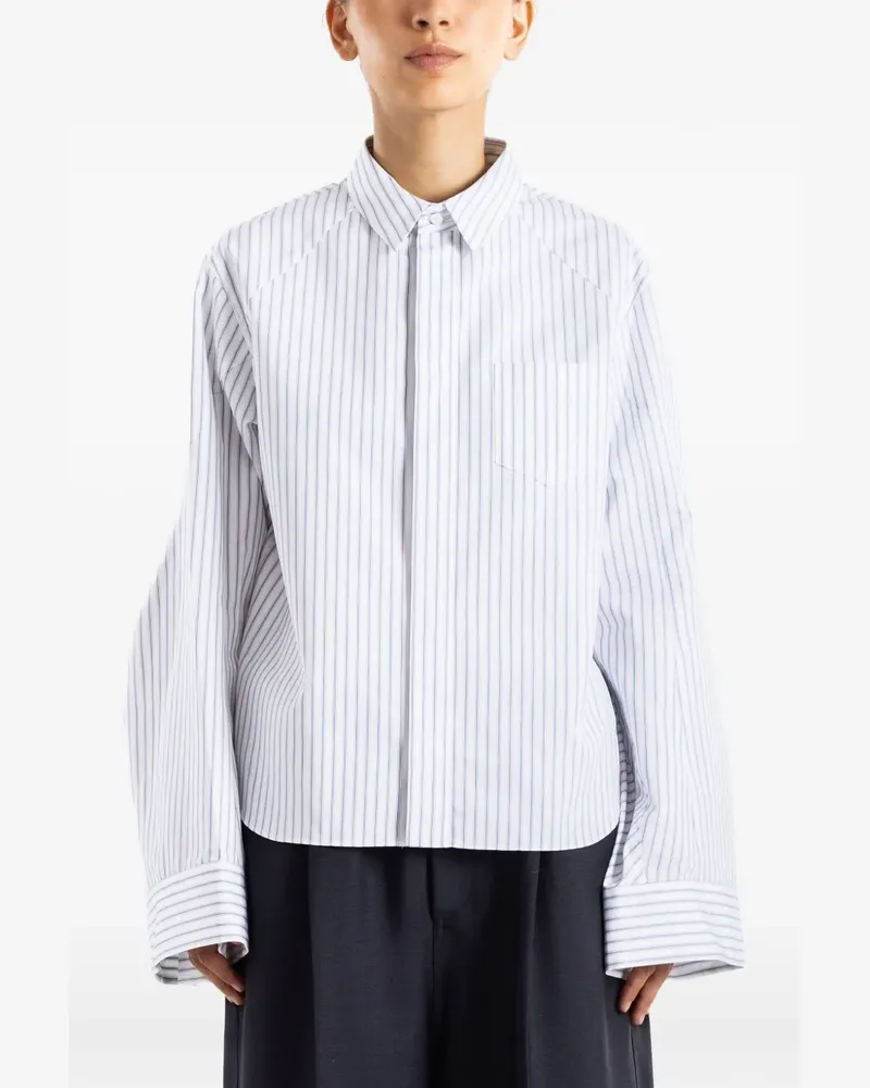Sacai Gestreiftes Hemd - Weiß Weiß
