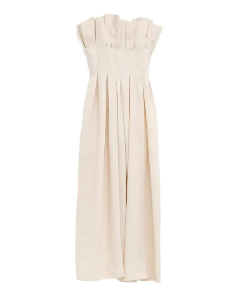KHAITE pleated strapless midi dress - Nude Nude