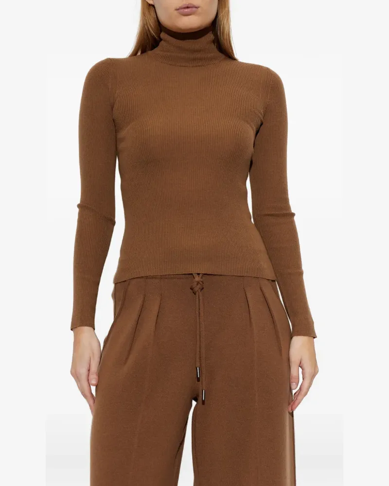 Max Mara Rollkragenpullover aus Wollgarn - Braun Braun