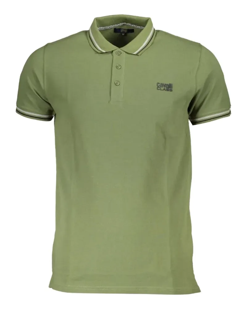 Roberto Cavalli stripe-trim embroidered polo shirt - Grün Grün