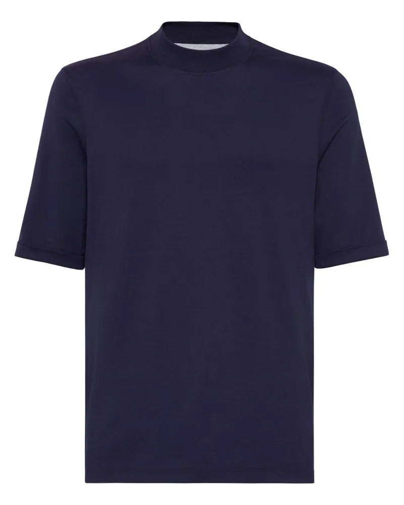 Brunello Cucinelli T-Shirt mit Stehkragen - Blau Blau