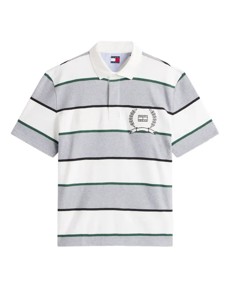 Tommy Hilfiger Gestreiftes Poloshirt mit Logo-Stickerei - Weiß Weiß