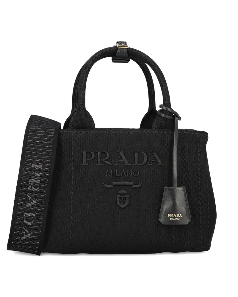 Prada small Jardinière logo-embroidery tote bag - Schwarz Schwarz