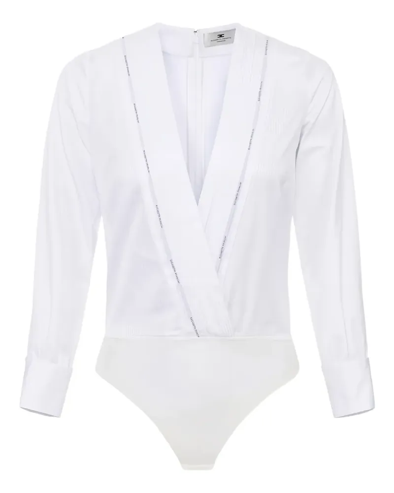 Elisabetta Franchi Langärmeliger Body mit Falten - Weiß Weiß