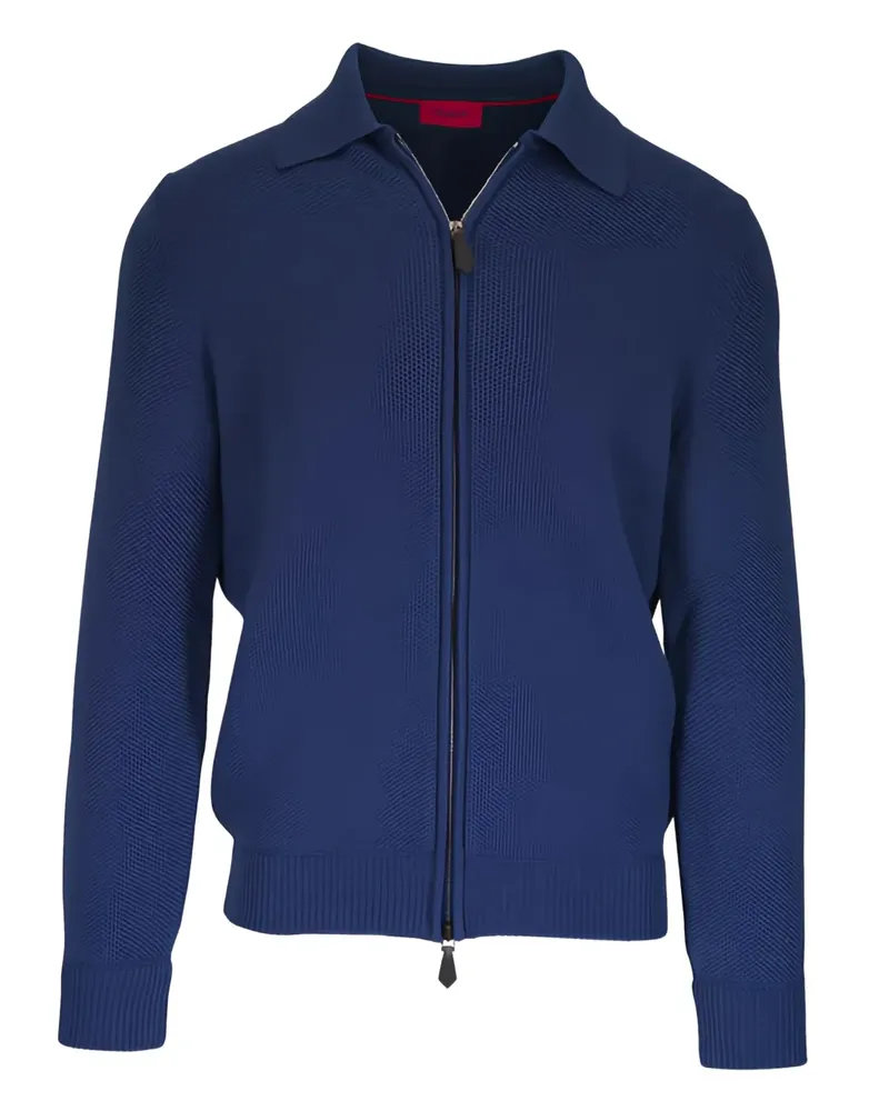 Isaia Cardigan mit Reißverschlusskragen - Blau Blau