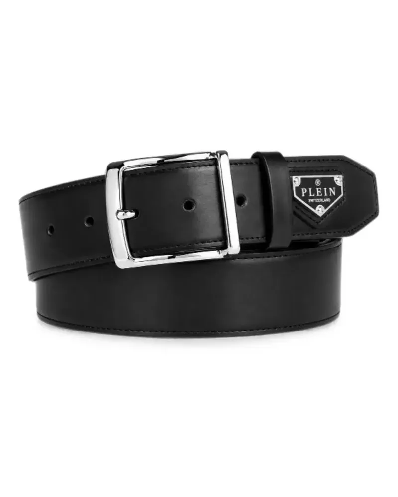 Philipp Plein leather belt triangle - Schwarz Schwarz