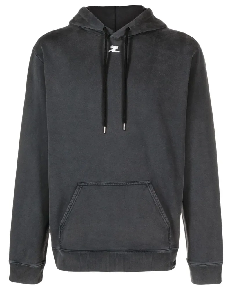 Courrèges Bestickter Hoodie mit Stone-Wash-Effekt - Grau Grau