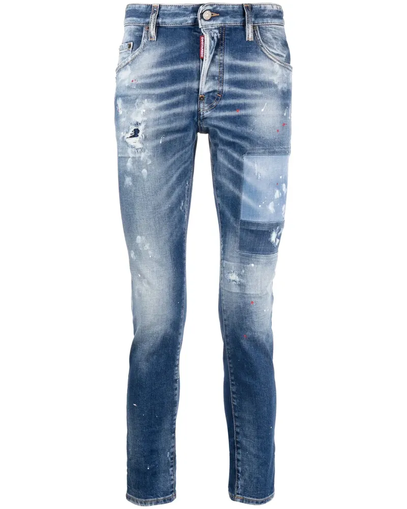 Dsquared2 Distressed-Jeans mit Farbklecksen - Blau Blau