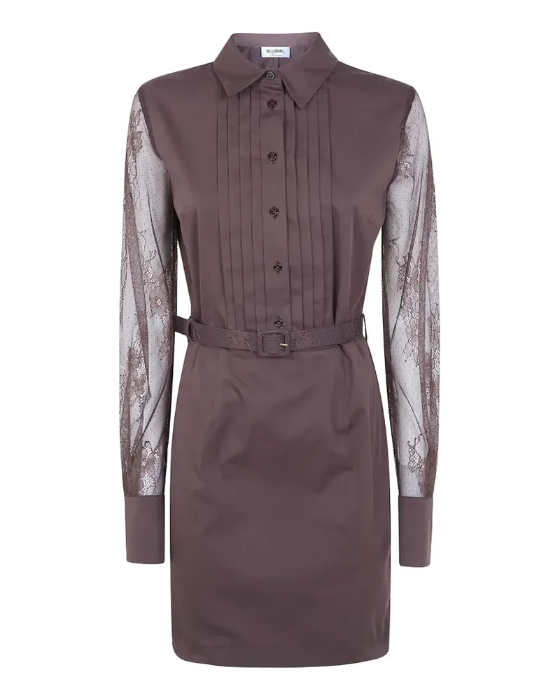 Blumarine lace-panel pintuck dress - Braun Braun