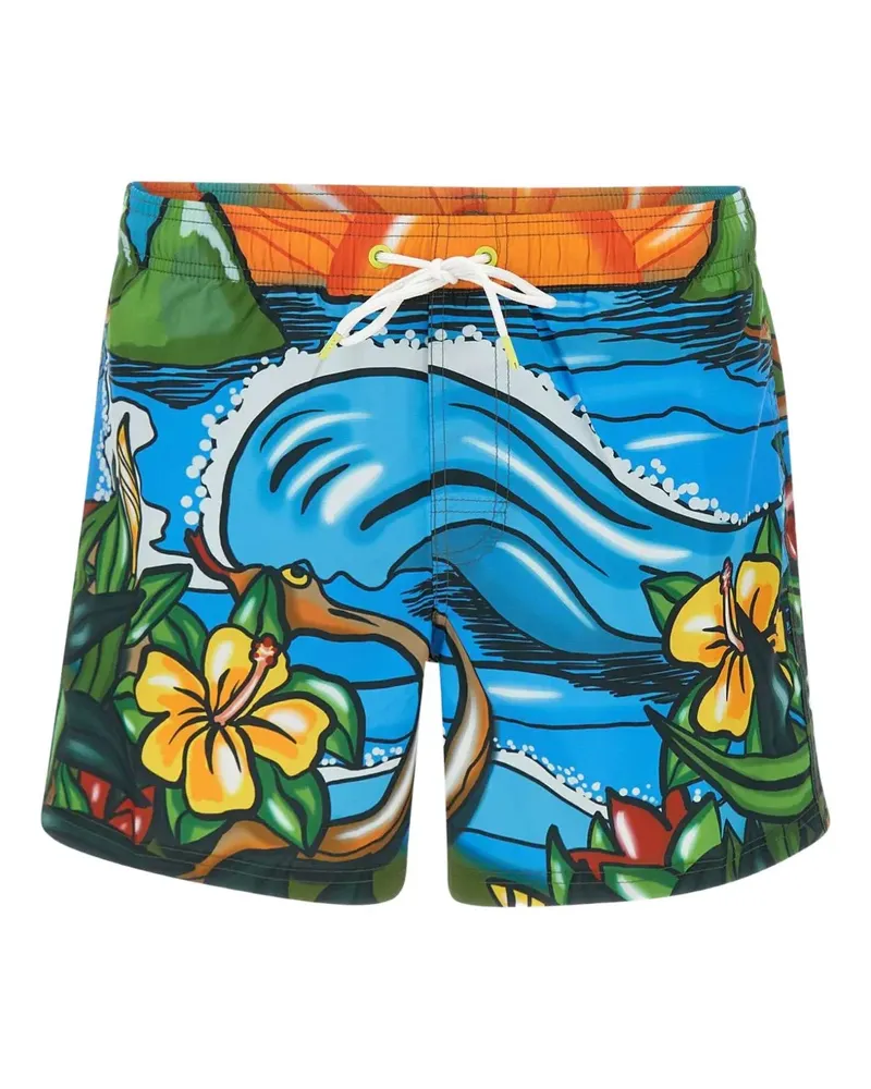 Sundek Badeshorts mit Illustrations-Print - Blau Blau