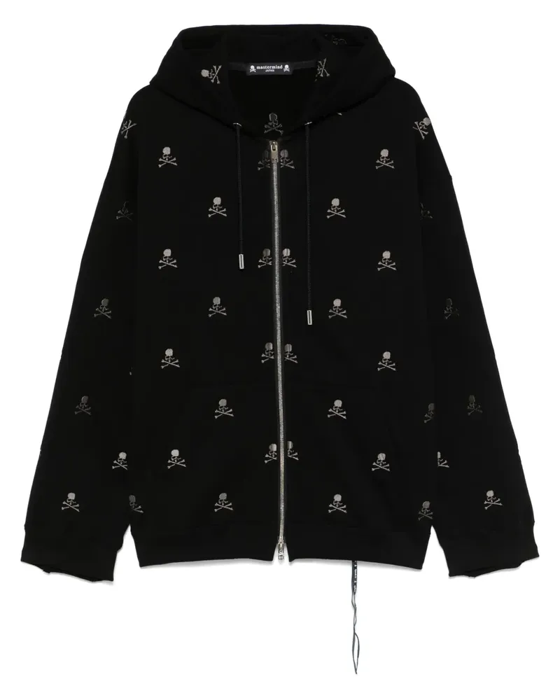Mastermind Japan Hoodie mit Totenkopf-Stickerei - Schwarz Schwarz