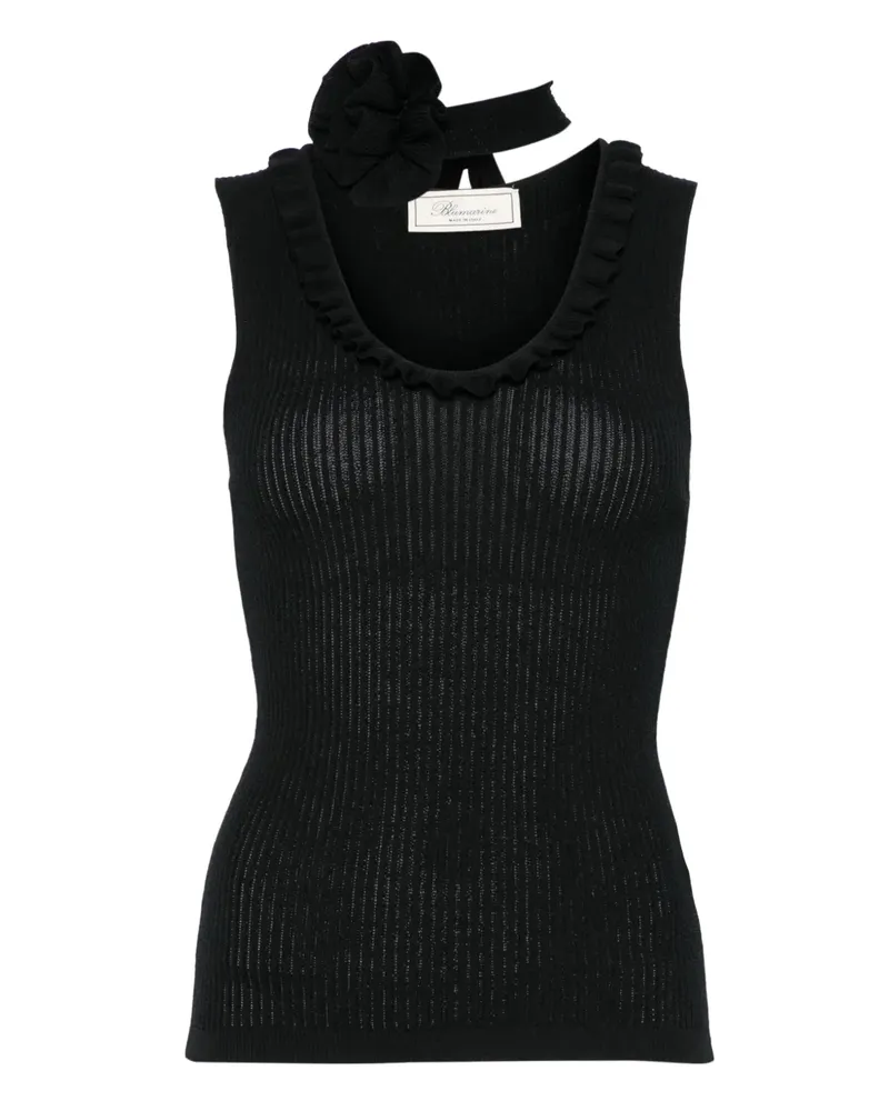 Blumarine Geripptes Top - Schwarz Schwarz
