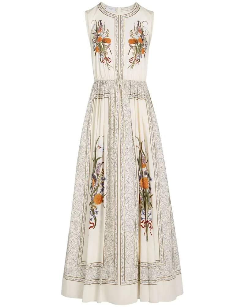 Giambattista Valli Marigold Popeline-Kleid mit Bouquets-Print - Weiß Weiß