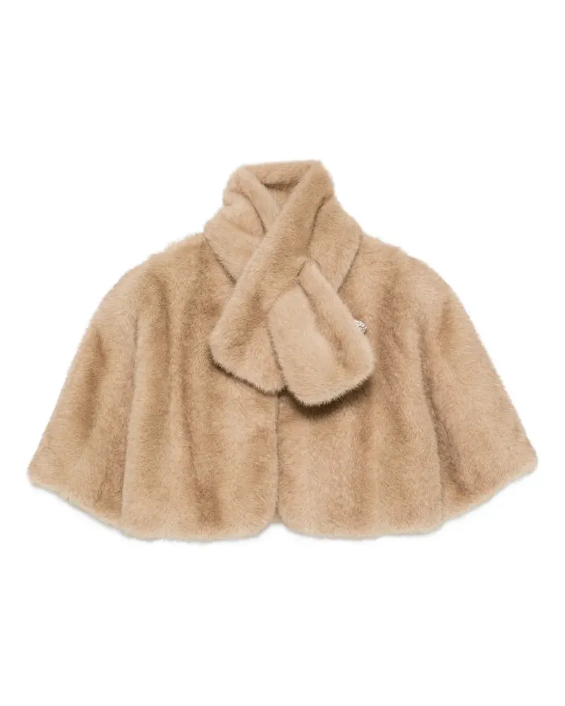 Maje Mantel aus Faux Fur mit Schleife - Nude Nude