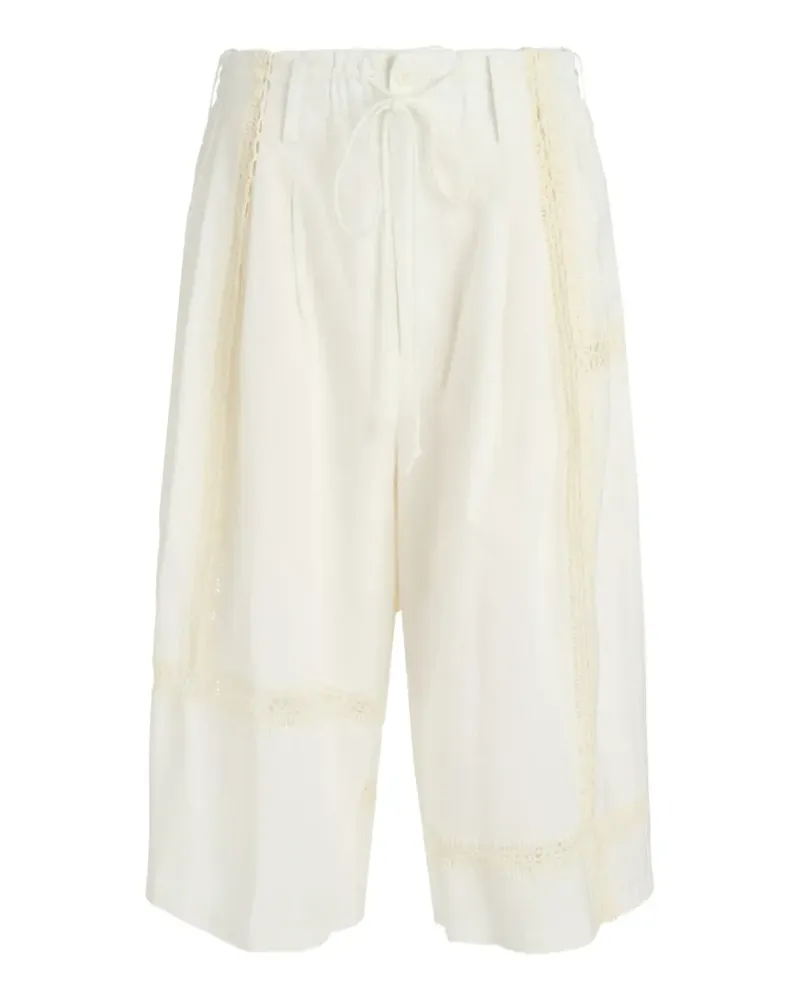 Yohji Yamamoto lace-details trousers - Weiß Weiß