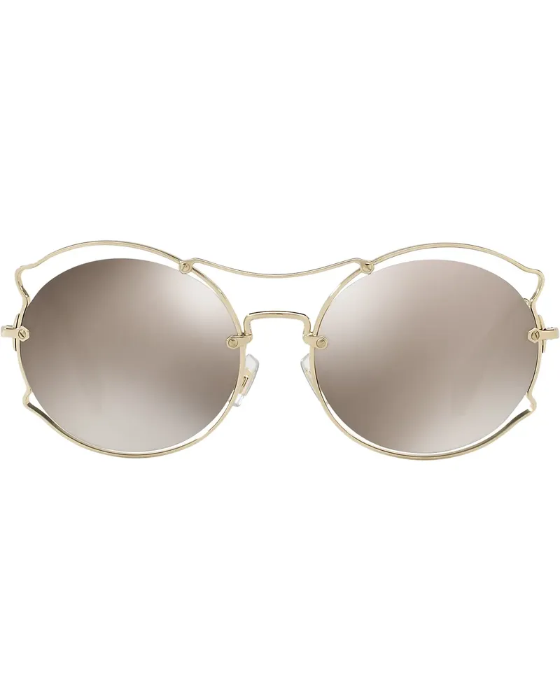 Miu Miu Sonnenbrille mit rundem Gestell - Gold Gold