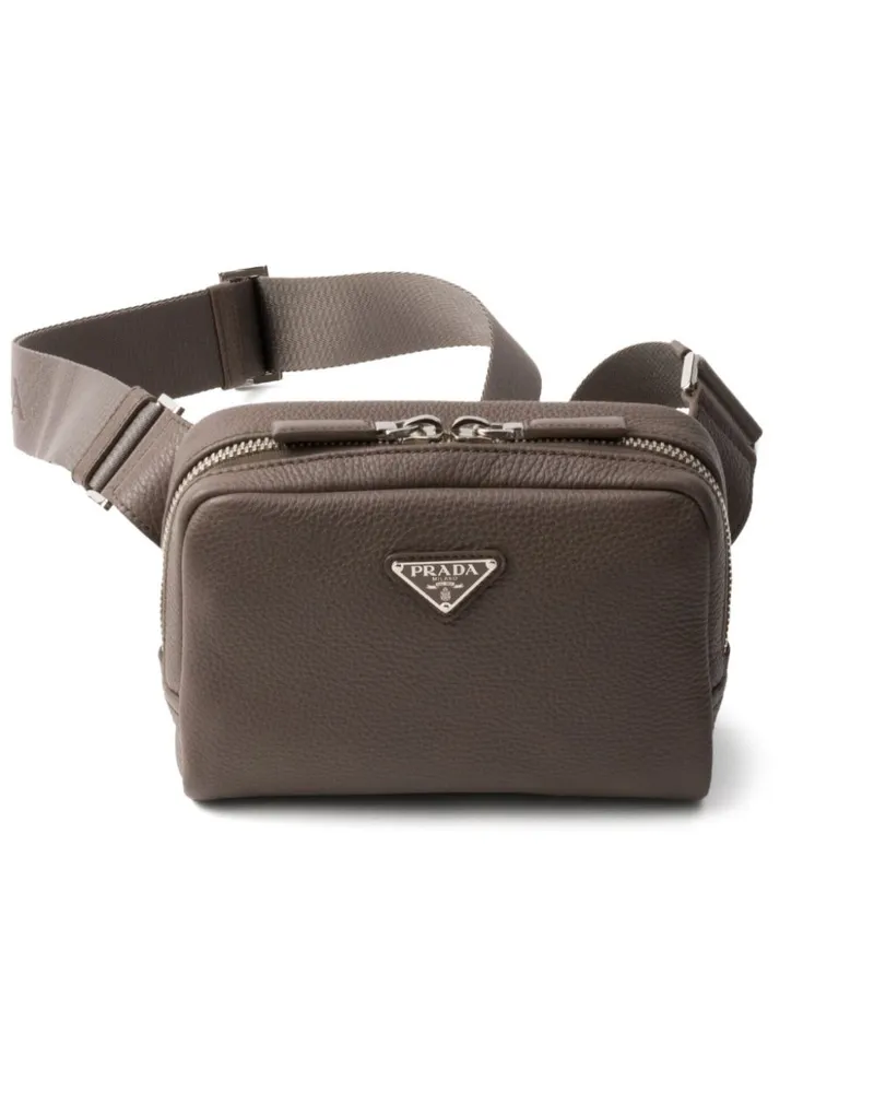 Prada Brique Schultertasche aus Saffiano-Leder - Grau Grau