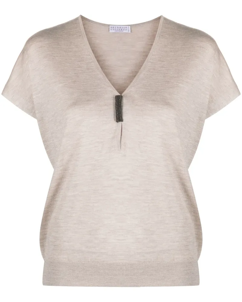 Brunello Cucinelli T-Shirt mit Tasche - Nude Nude