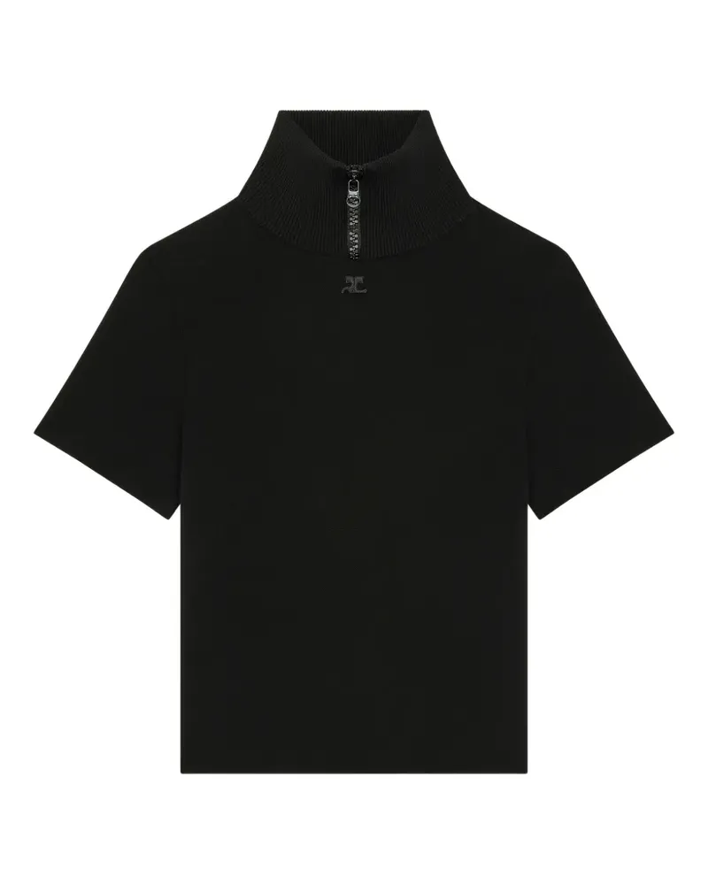 Courrèges Geripptes Milano Stricktop - Schwarz Schwarz